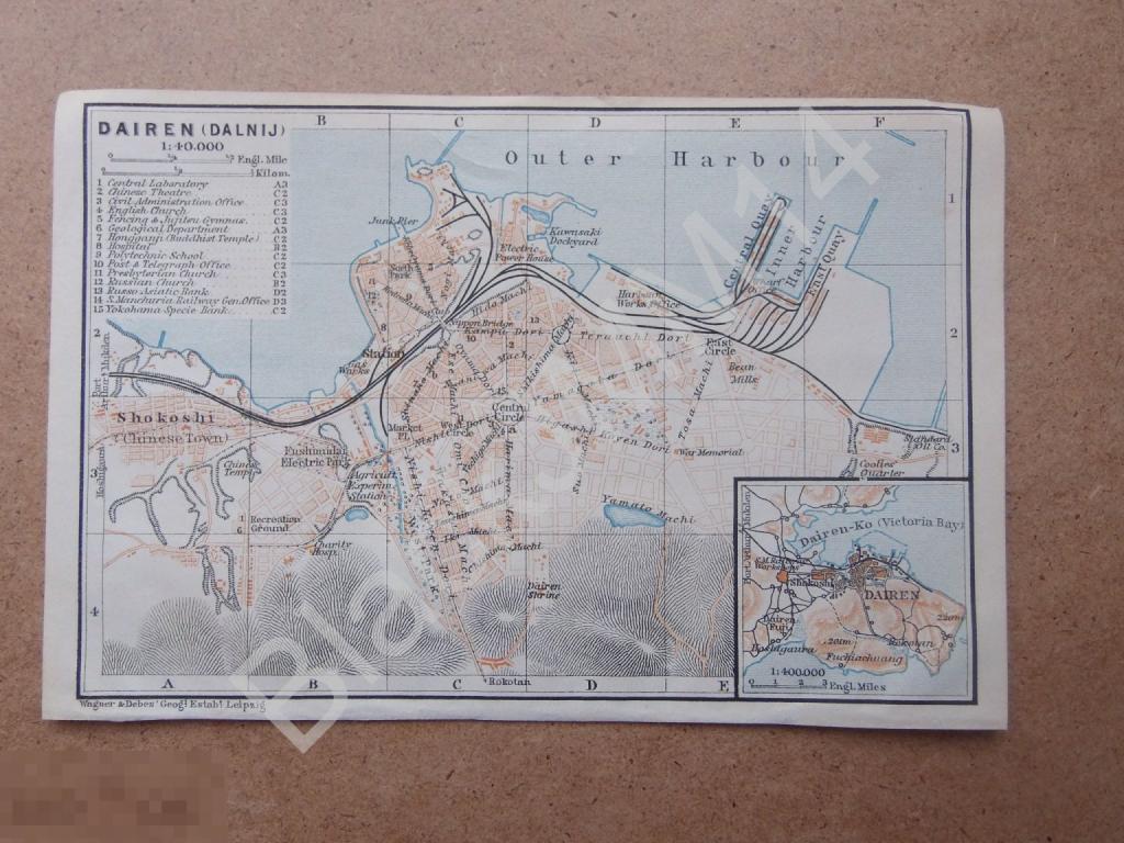1912 г. Карта План Китай Далянь Дальний