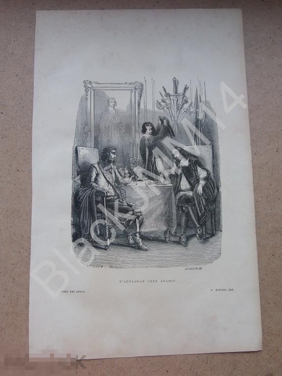 1885 г. Литография Дюма Три мушкетера 20 лет спустя Дартаньян и Арамис