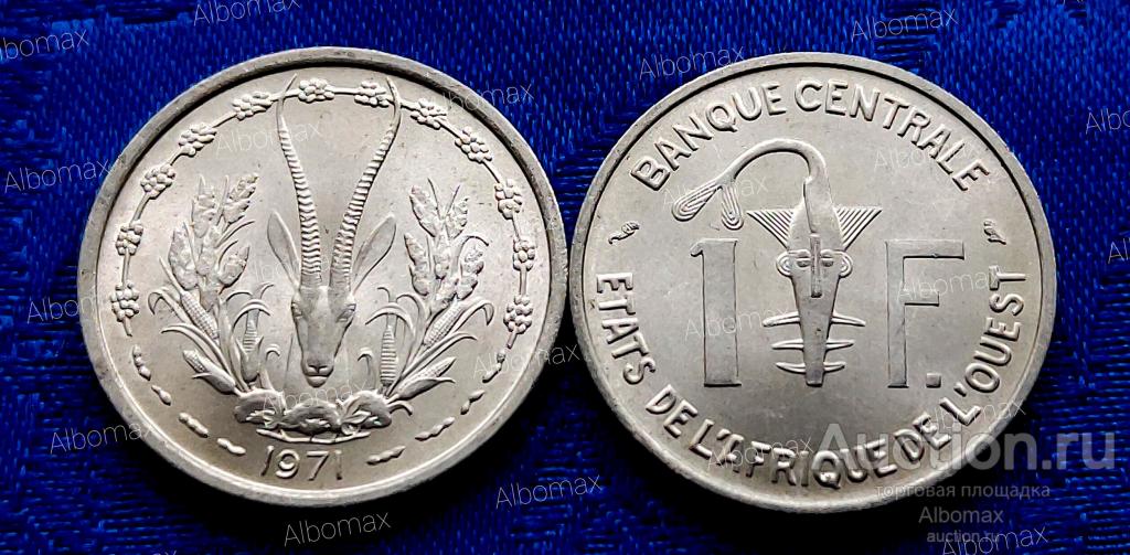 Западная Африка 1 франк 1971г Газель КФА BCEAO UNC