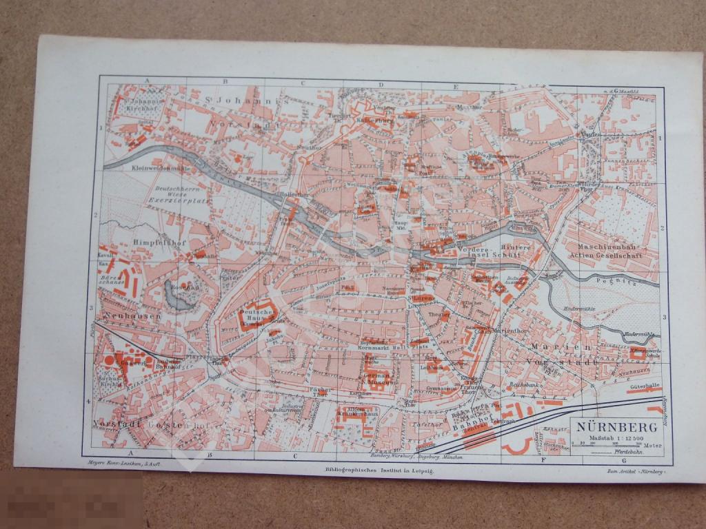 1897 г. Карта План г. Нюрнберг Германия 24*15 см На немецком языке