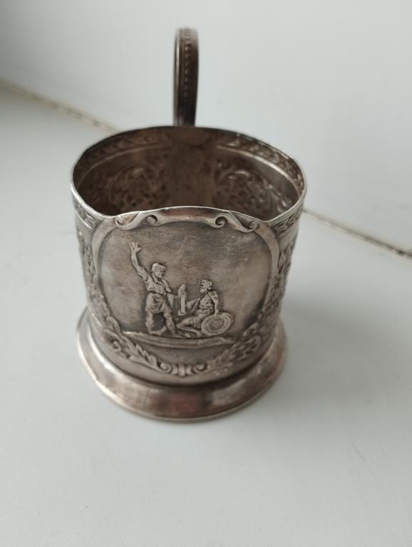 Подстаканник "Минин и Пожарский". Мельхиор. СССР. Клеймо МЮ8МЕТ. Мстёра. 1958 г.