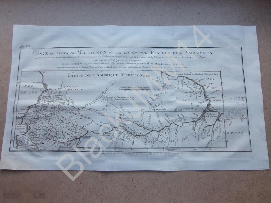 1772 г. Гравюра Карта Мараньон Амазонка Перу