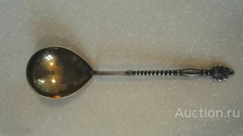 Серебряная советская ложка для салата 875 пробы, СССР, 1961 год