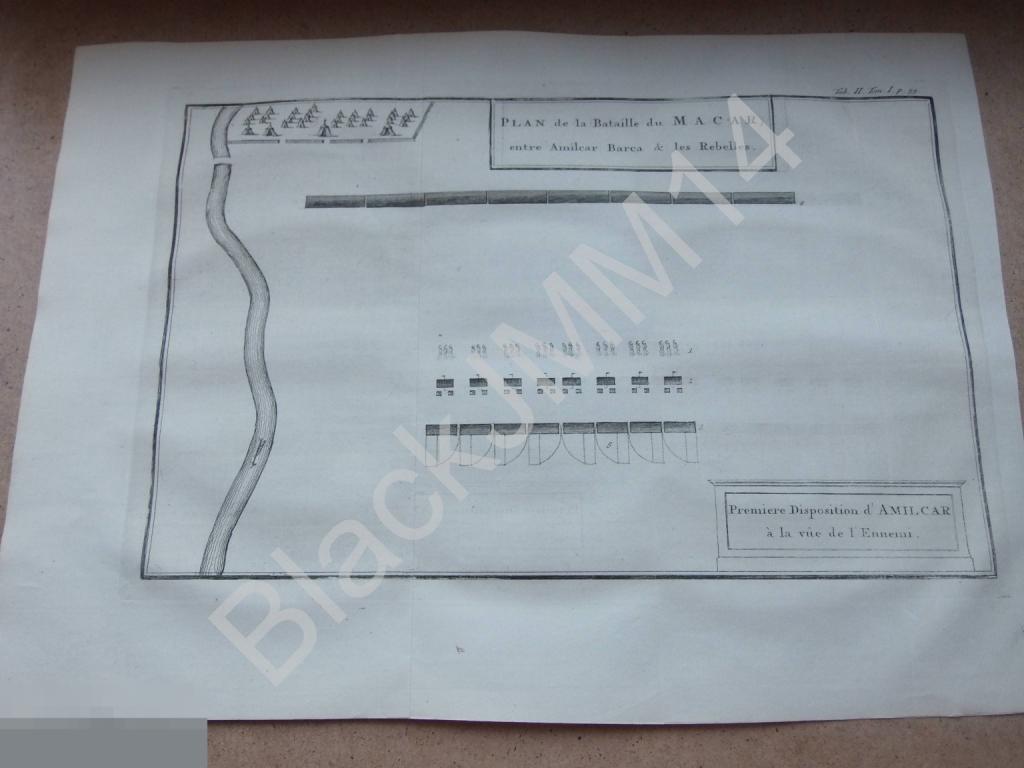 1758 г. Гравюра Карл Гишар Греческие военные тактики Битва при Баграде Гамилькар