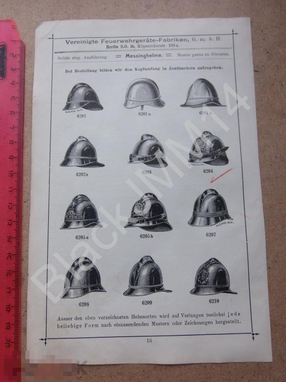 1908 г. Реклама Прейс-курант Оборудование Техника пожарных команд Кокарды Шлемы Знаки