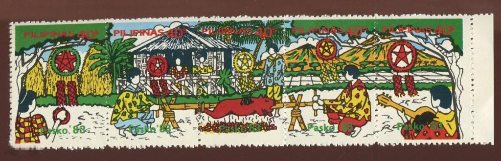 Филиппины 1983 Рождество, сцепка (из блока)