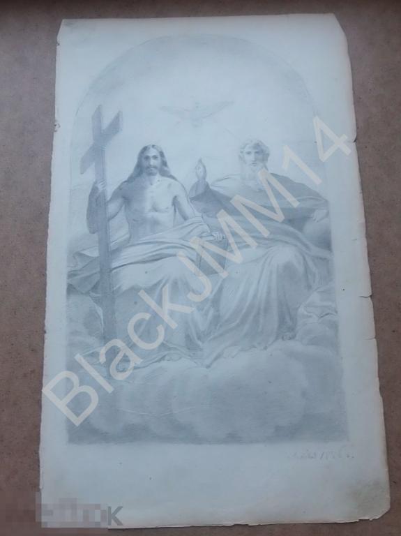 1856 г. Рисунок Академия художеств Бумага Карандаш Святая троица Христос