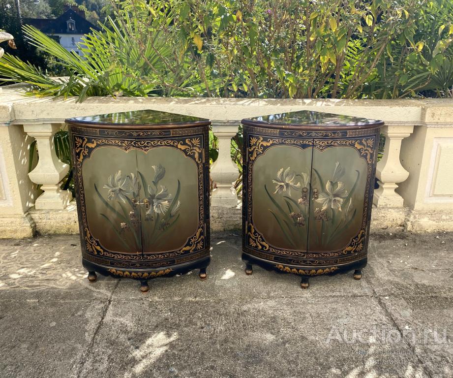 Тумба Комод Шинуазри Парные тумбочки Ирисы Винтаж