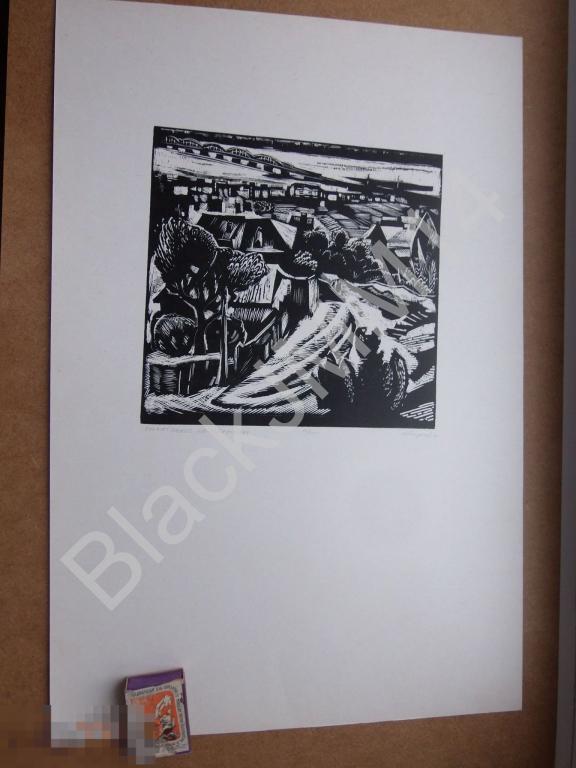 1970 г. Чаупов А.Ф. Линогравюра. Ульяновск, берег Волги.