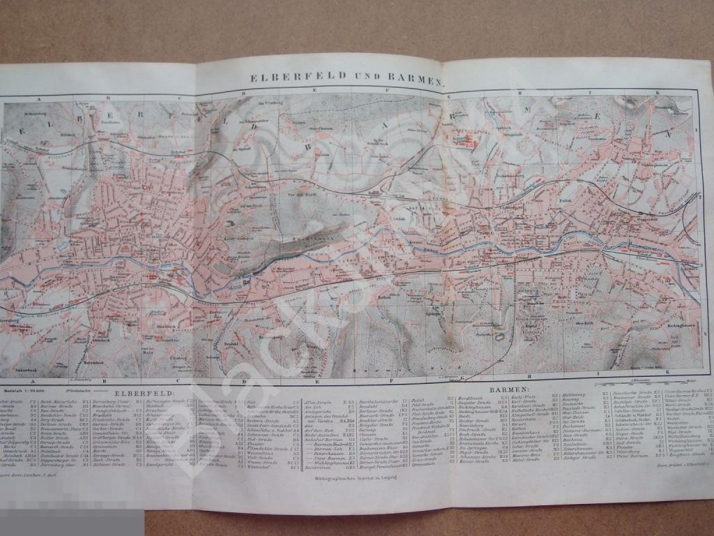 1897 г. Карта План г. Вупперталь Эльберфельд и Бармен  Германия 41*24 см