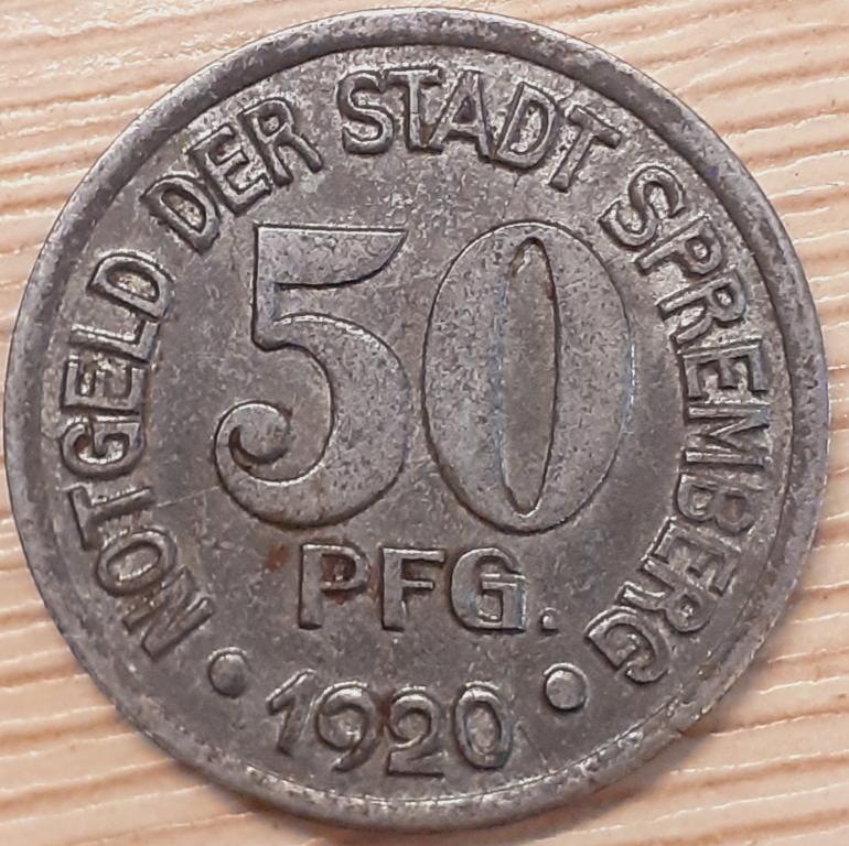 Нотгельд . Германия,  г. Шпреберг (Spremberg) 50 пфеннигов 1920 г. ОРИГИНАЛ!!!