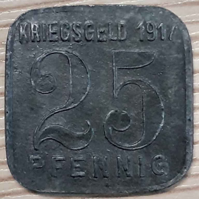Нотгельд. Германия, г. Динслакен ( Dinslaken) 25 пфеннигов 1917 г. ОРИГИНАЛ!!!