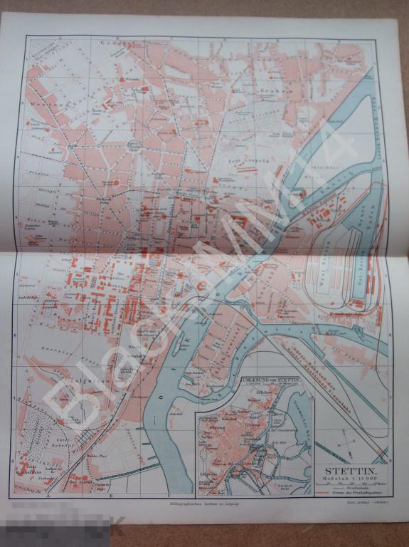 1897 г. Карта План г. Щецин Польша 30*24 см