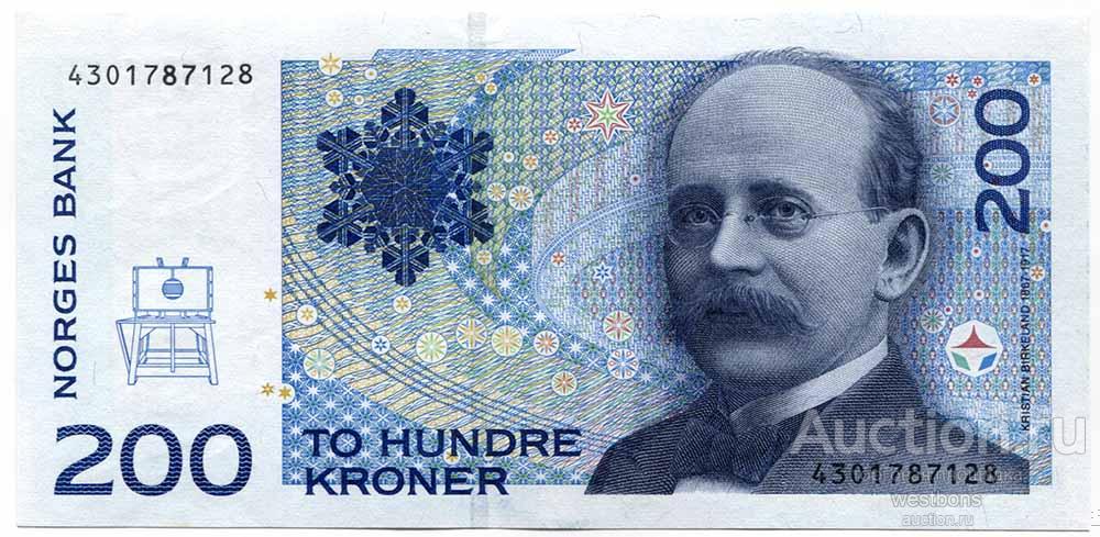 Норвегия 200 крон 1994 г. KM 48a UNC