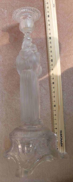 церковный стеклянный подсвечник Богоматерь со младенцем, высота 31 см