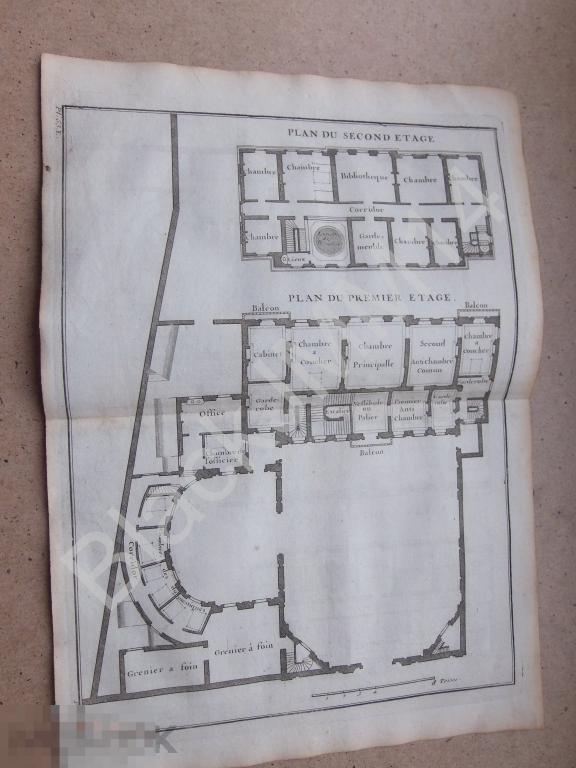 1720 г. Гравюра Архитектура Джакомо да Виньоле Дворец План Этажи