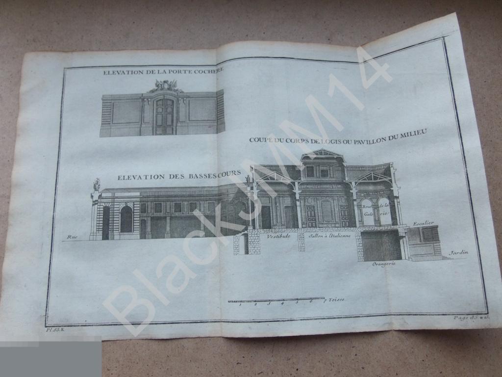 1720 г. Гравюра Архитектура Джакомо да Виньоле План Дворец Вход Дверь