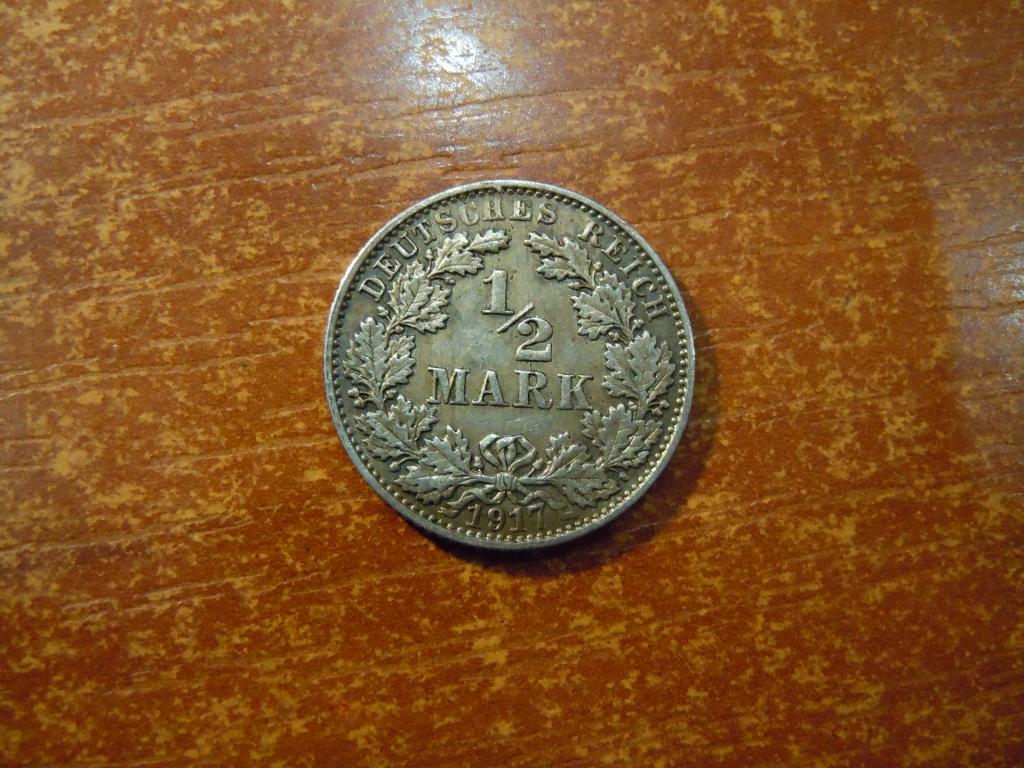 1/2 марки 1917г(E)  Германская империя, 2,79гр, серебро