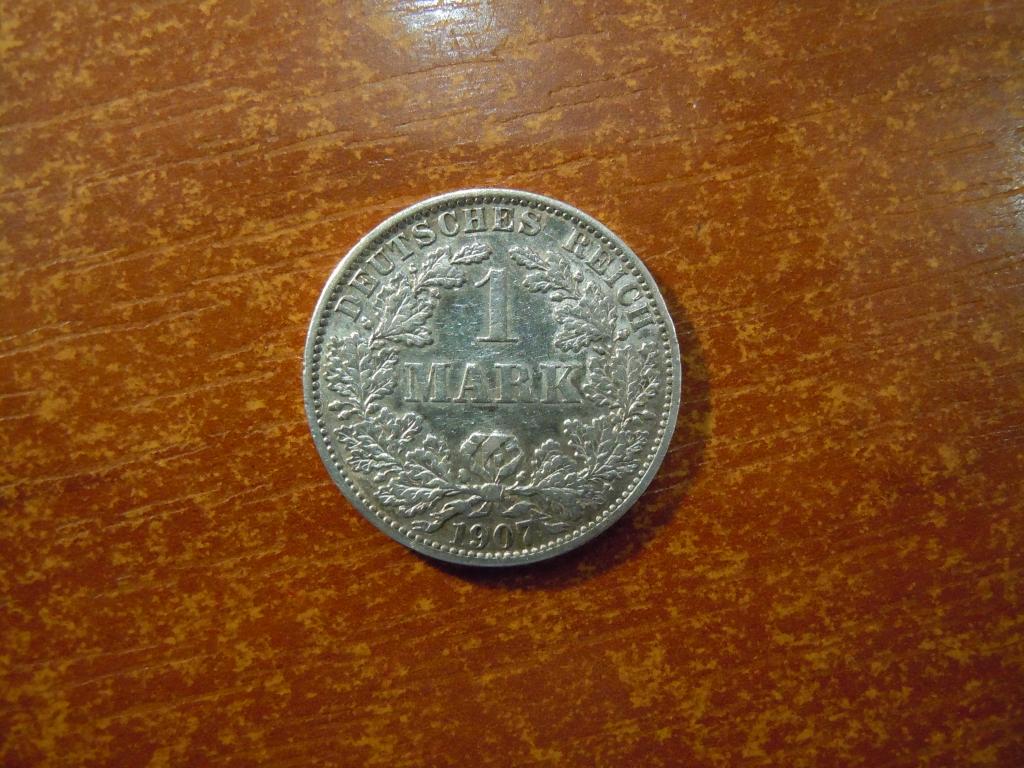 1 марка 1907г(A) Германская империя, 5,53гр, серебро