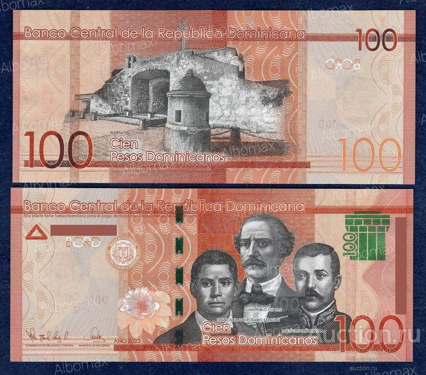 Доминикана 100 доминиканских песо 2023 год ПРЕСС (серия CT) UNC