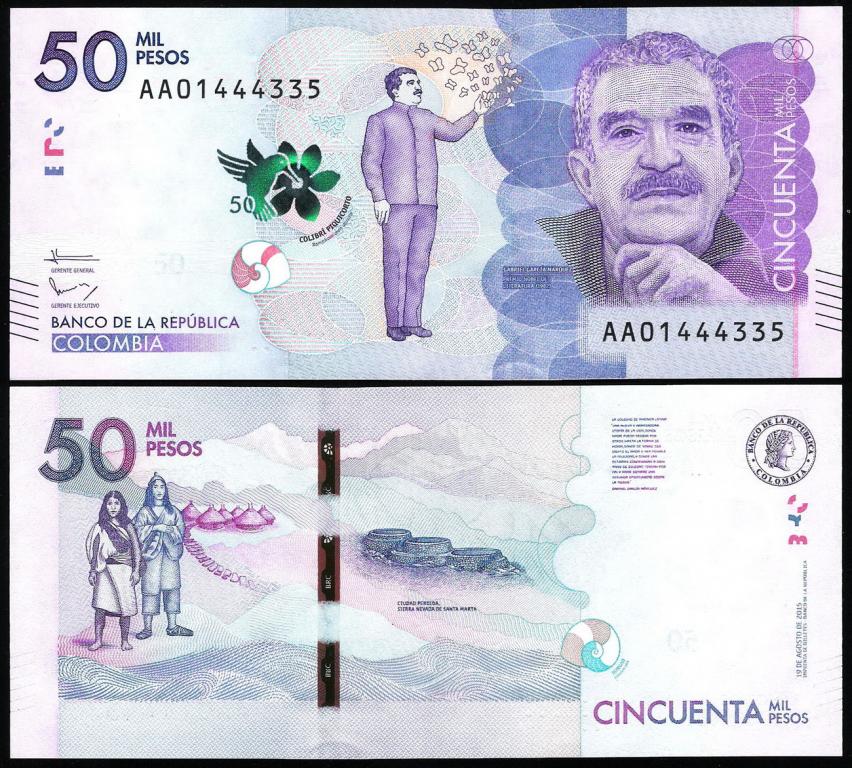 Колумбия 50000 песо 2015 год. UNC