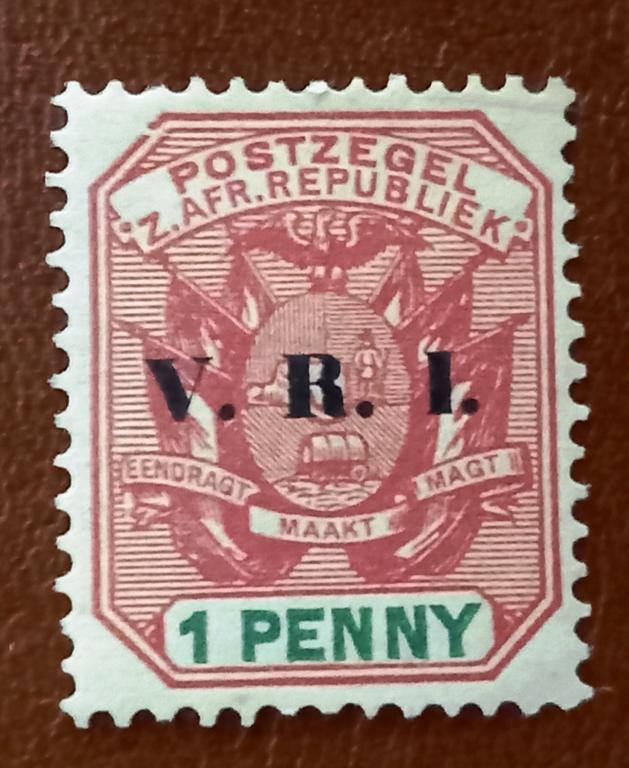 Южная Африка Трансваль Британская Колония 1900 год Стандарт Герб Надпечатка Чист+