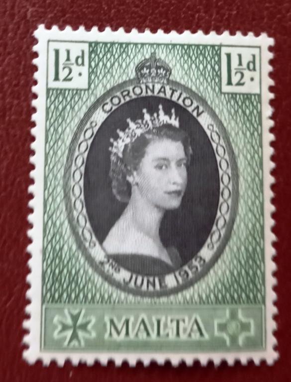Мальта Британская Колония 1953 год Коронация Королева  Елизавета II Чист+