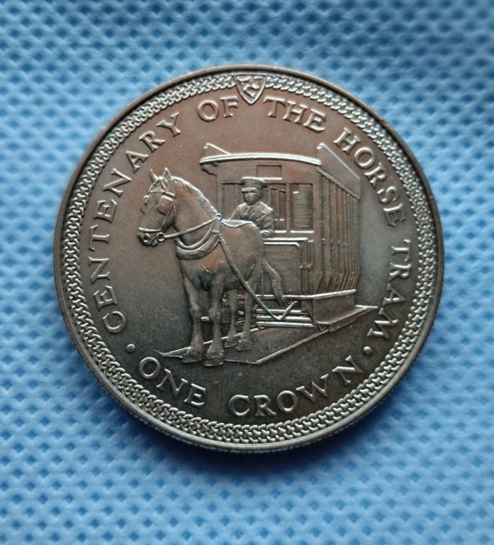 О.Мен. 1 крона 1976г. Конная повозка. Медь-никель.