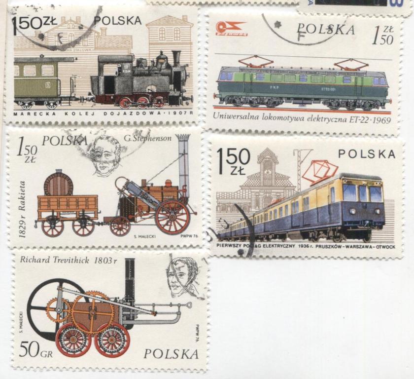 1976-7 Польша Железнодорожный транспорт 5м .гаш