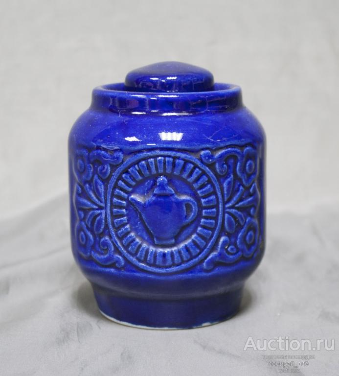 Чайница кобальт, керамика, высота 10,5 см  (63)