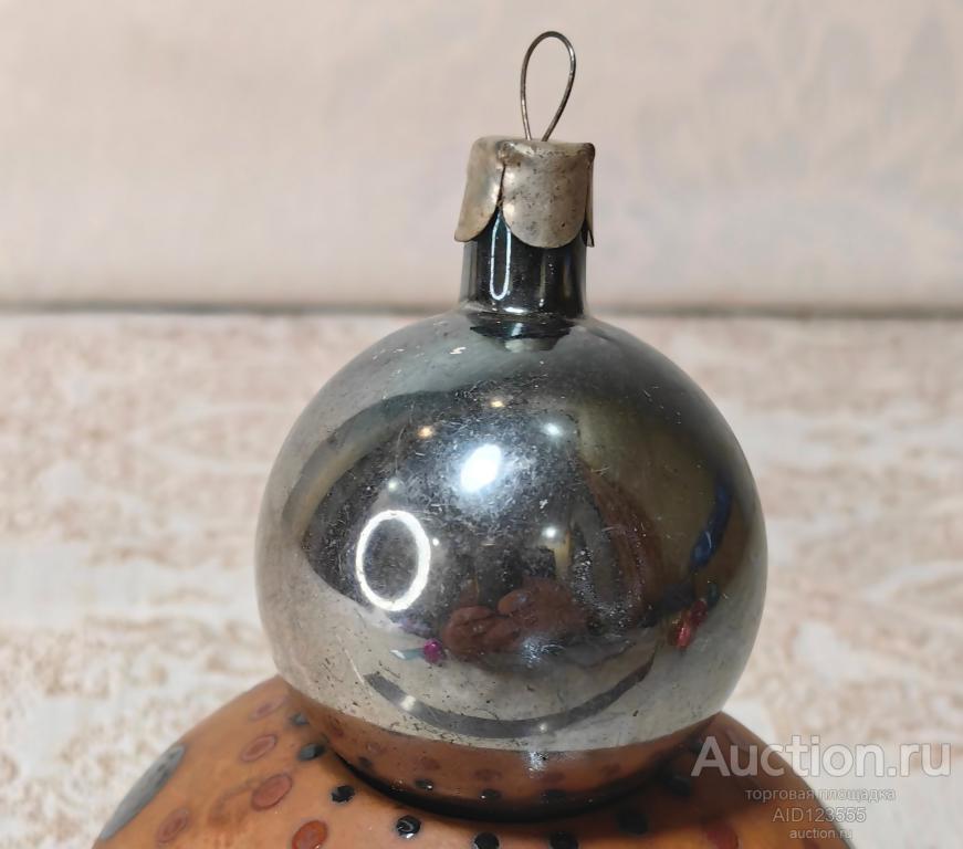 Елочная новогодняя игрушка стекло СССР шар малый