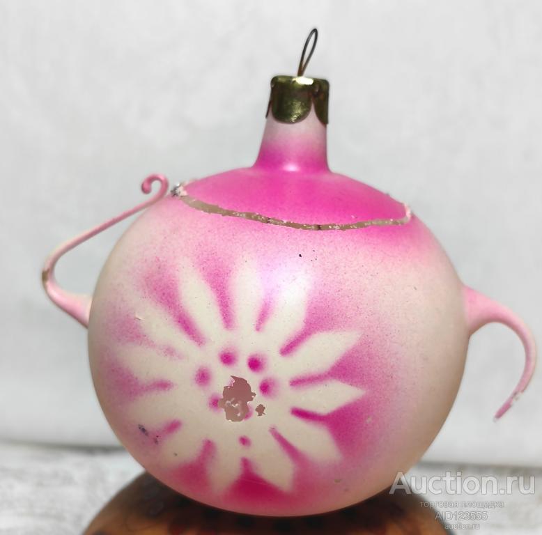 Елочная новогодняя игрушка стекло СССР чайник заварник подвеска