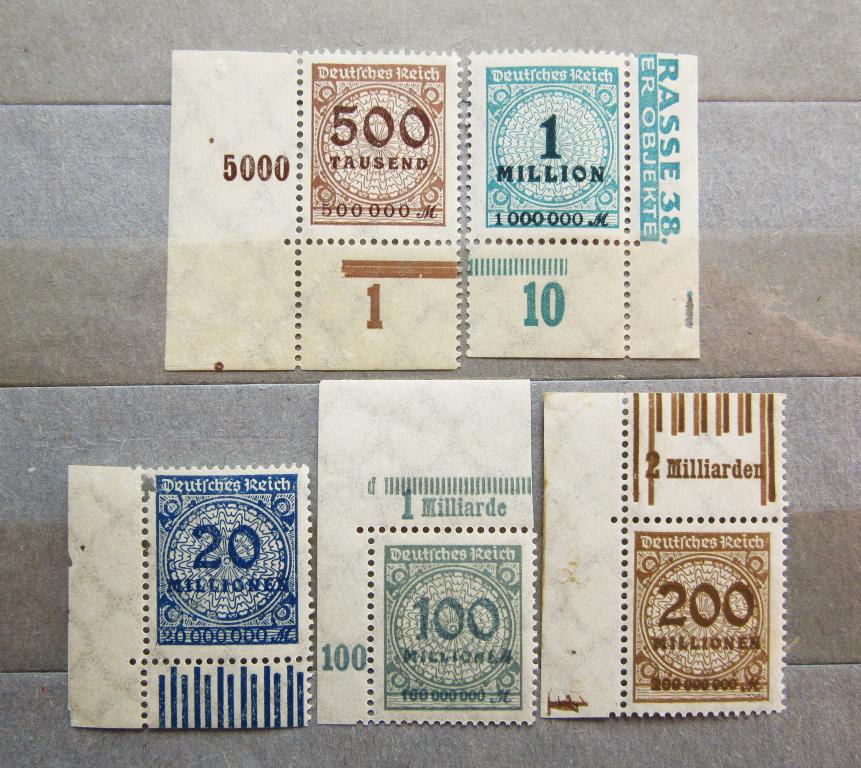 Германия Рейх 1923 г. Веймар Стандарт Инфляция 5мар. сер., угловые поля.**MNH OG