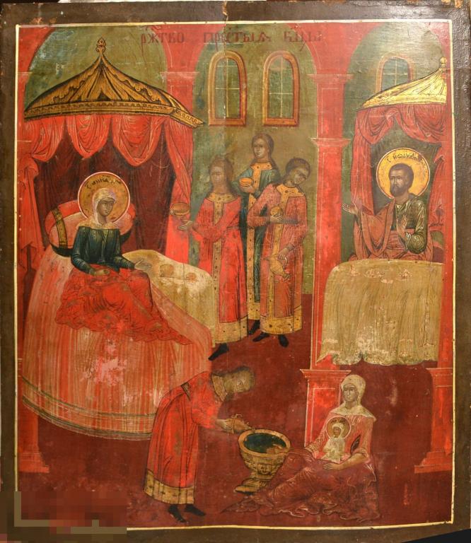 Большая Икона "Рождество Пр.Бг. Кострома. 18 век. 54 х 46 см.