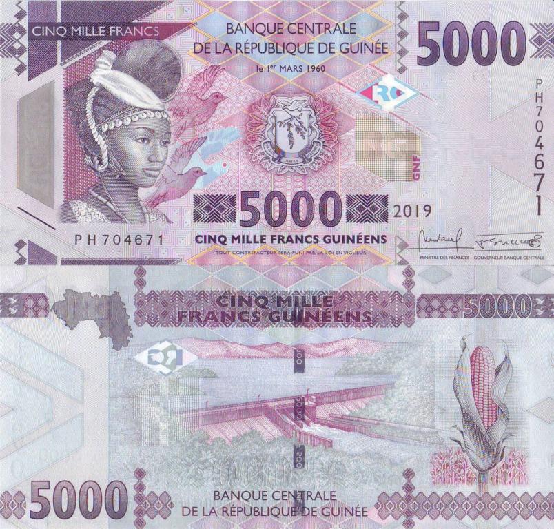 Гвинея 5000 франков 2019 P49b пресс unc