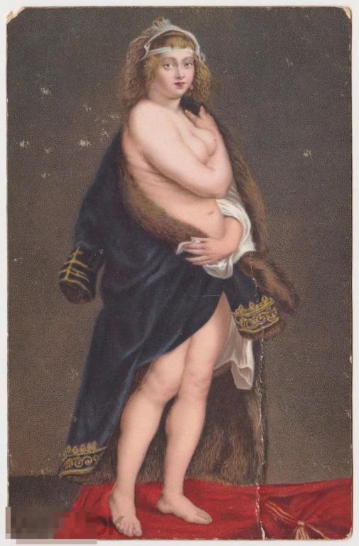 Открытка Германия до 1917 г Рубенс Helene Fourment Шубка Голая девушка