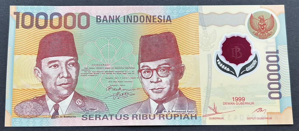 ИНДОНЕЗИЯ 100000 РУПИЙ 1999 ГОД ПОЛИМЕР UNC