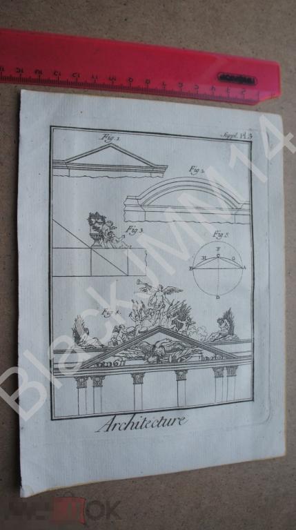 1781 г. Гравюра на меди Берн Архитектура Портик Скульптура Колонны