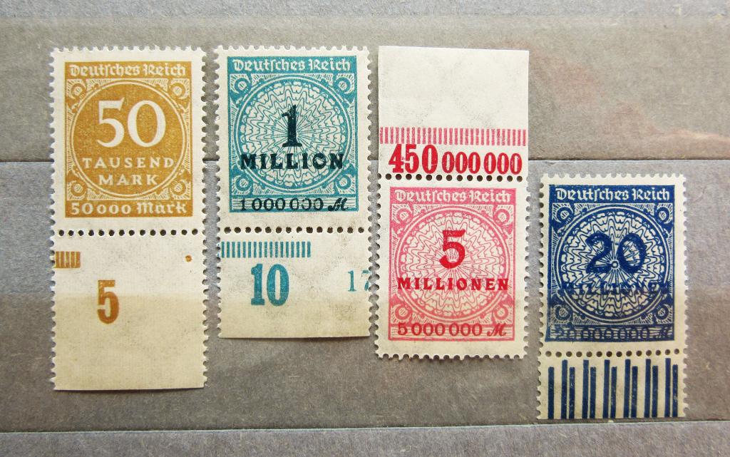 Германия Рейх 1923 г. Веймарская республика Стандарт Инфляция 4мар. сер., поля.**MNH OG