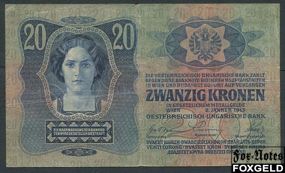 Австро-Венгрия 20 крон 1913  P:13 KK120 1303