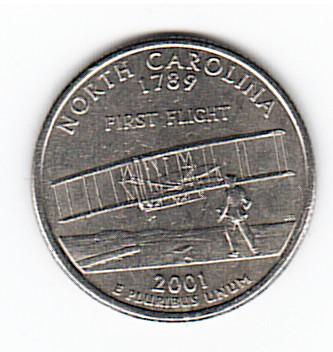 США 25 центов 2001 год монета