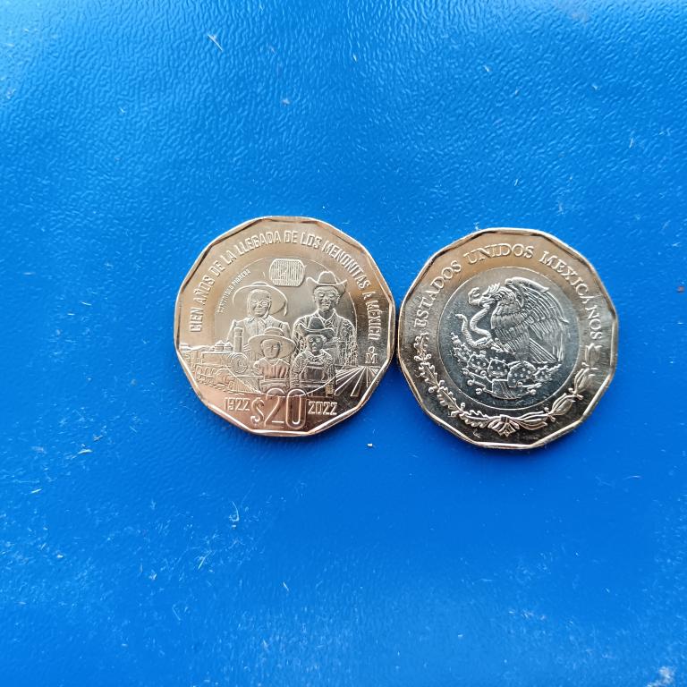 Мексика 20 песо 2022  100 лет прибытия меннонитов