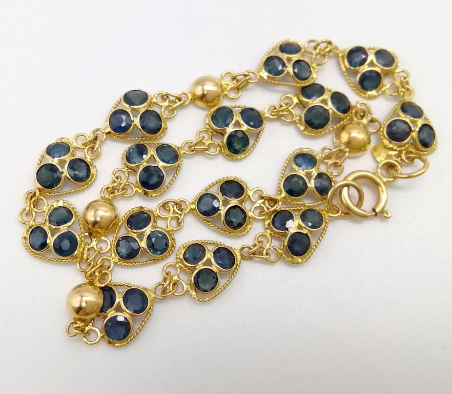 Браслет Золото 750 пробы Природные Сапфиры