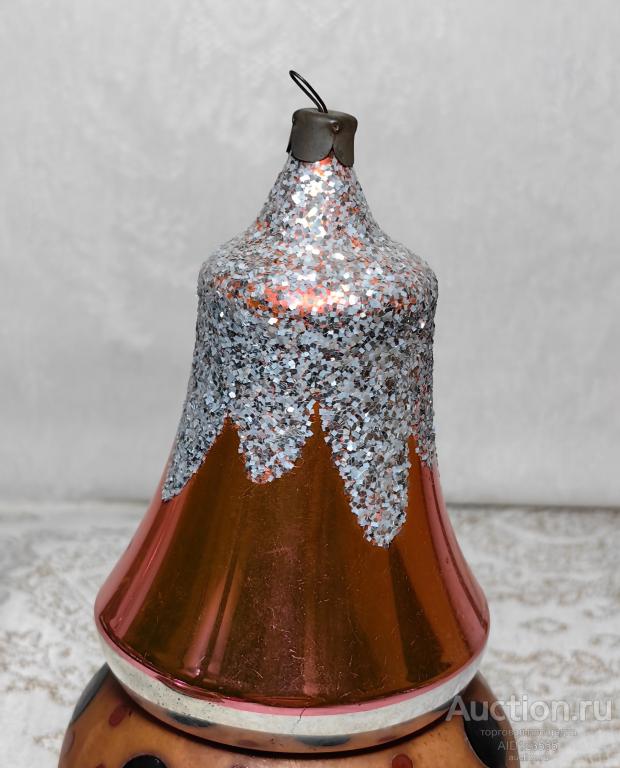 Елочная новогодняя игрушка стекло СССР колокольчик подвеска фонарик