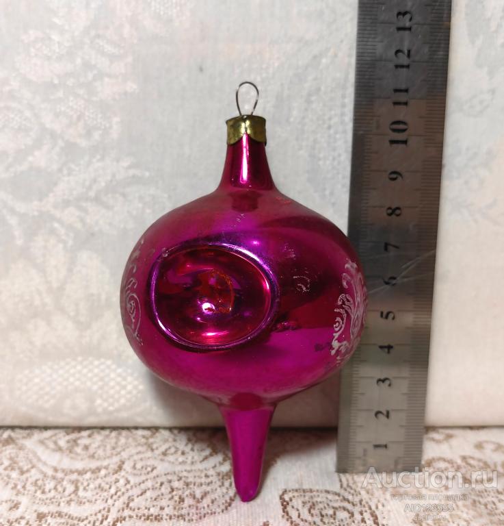 Елочная новогодняя игрушка стекло СССР подвеска фонарик