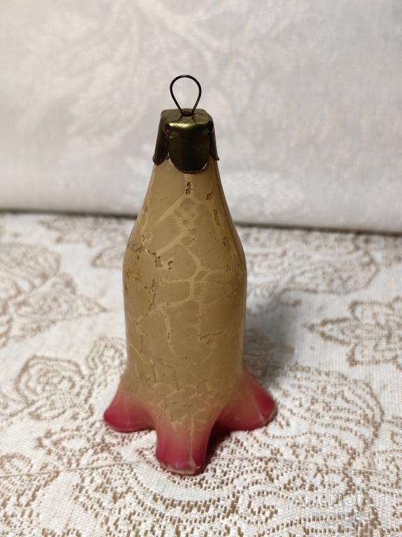Елочная новогодняя игрушка стекло СССР колокольчик цветок подвеска