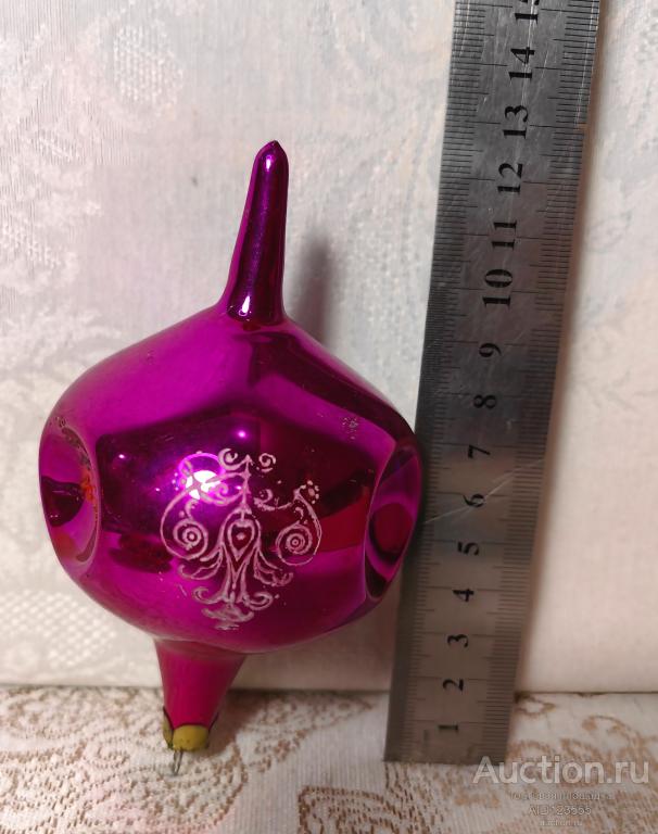 Елочная новогодняя игрушка стекло СССР подвеска фонарик