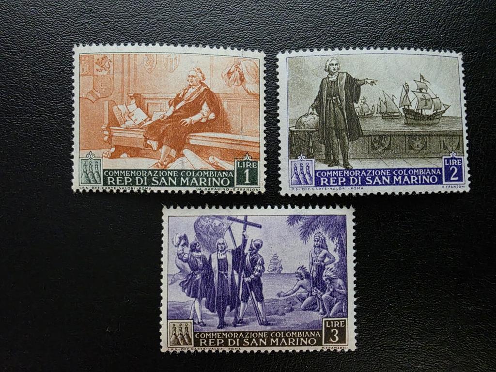 Сан-Марино. 500 лет со дня рождения Колумба. Мореплаватели. 1952.**