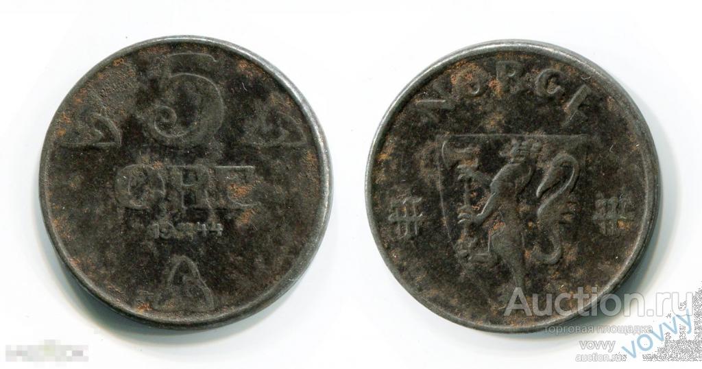 Норвегия 5 эре 1944 железо H497