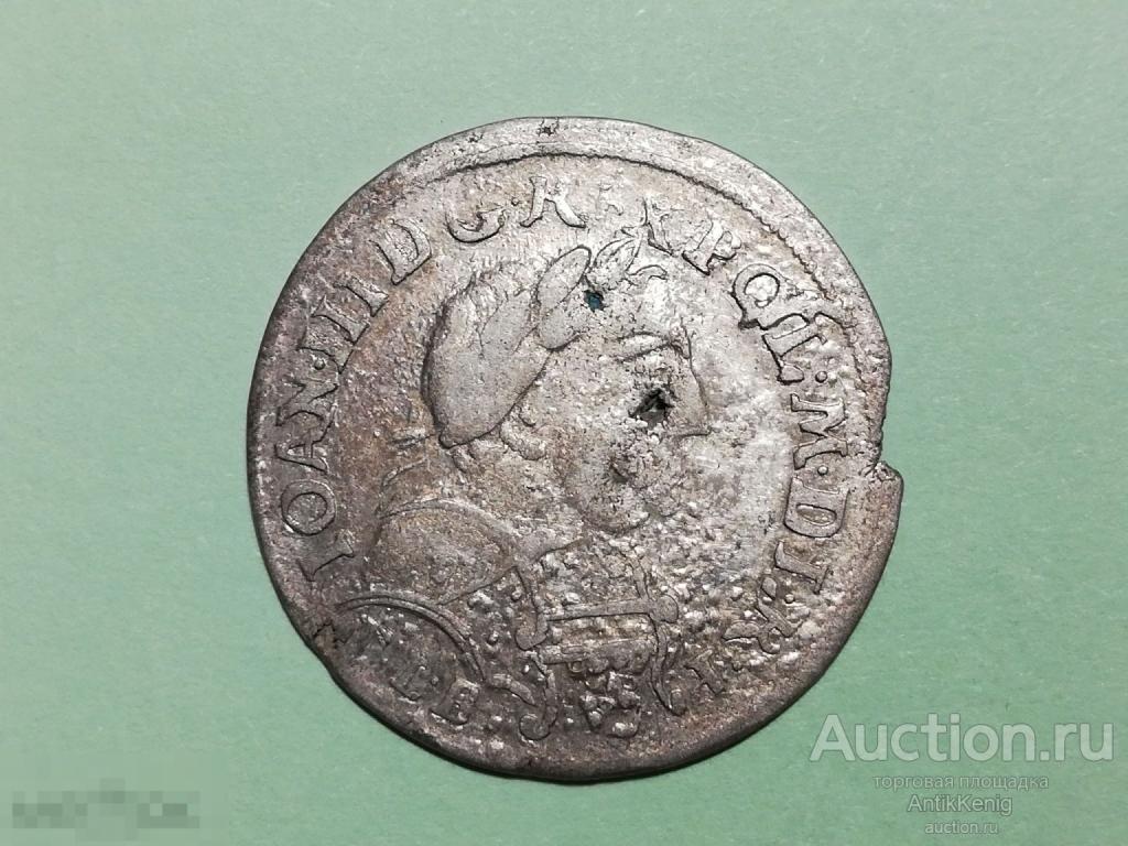 #22 РЕДКАЯ! Монета 6 грошей Польша 1681с TLB Серебро Оригинал